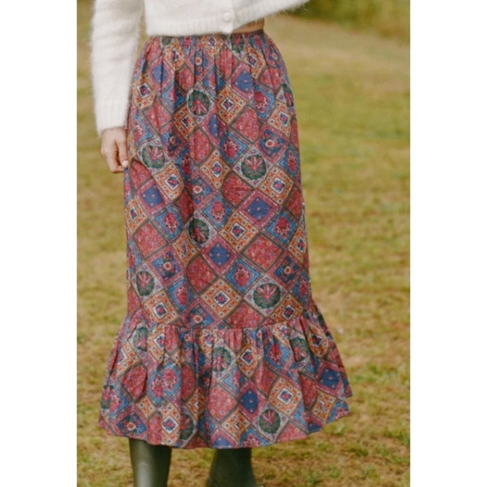 Christy Dawn The Mariana Skirt in Ruby Patchwork, Size XS New With Tags!
